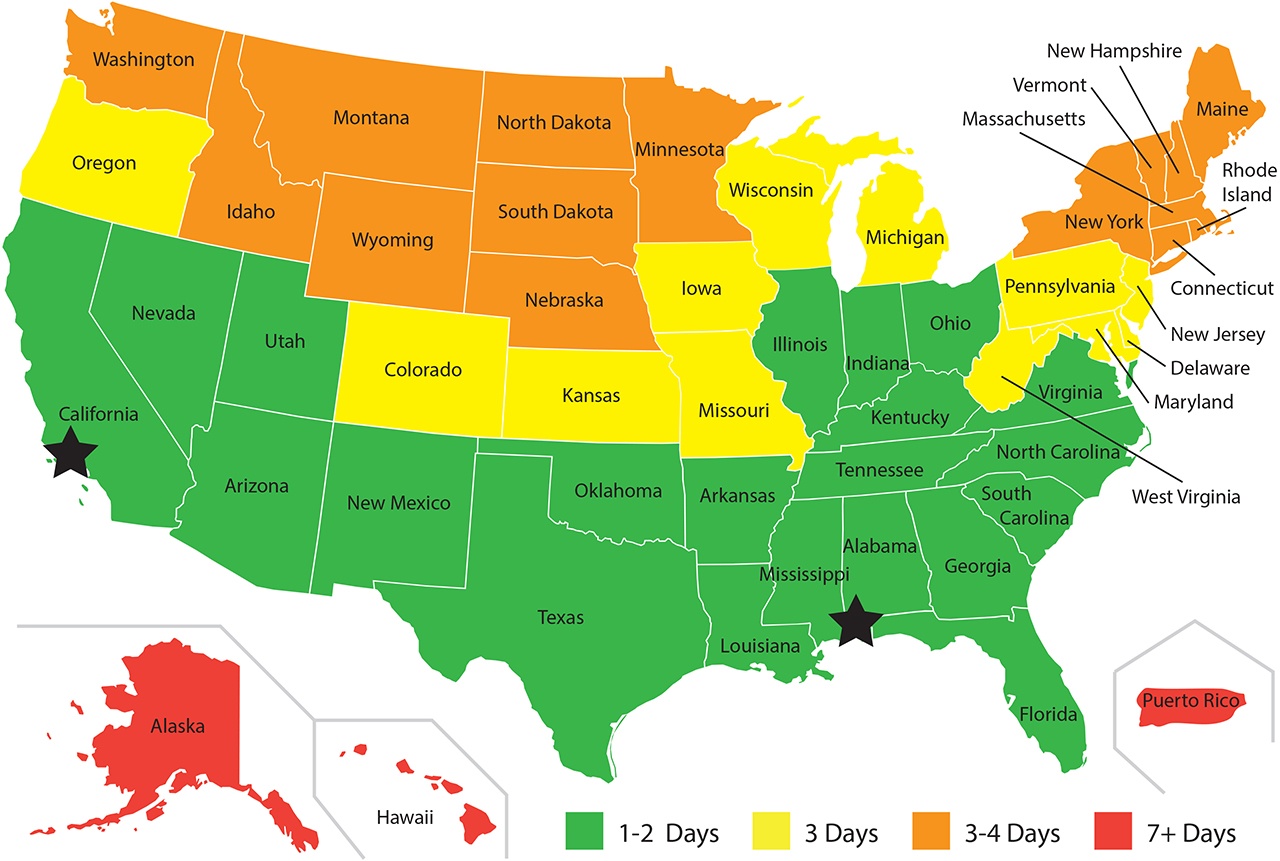 Wrenchers shipping carrier map